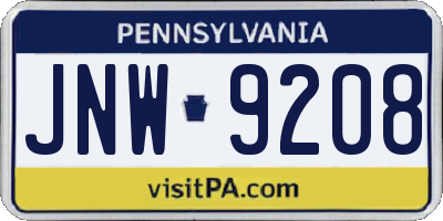 PA license plate JNW9208