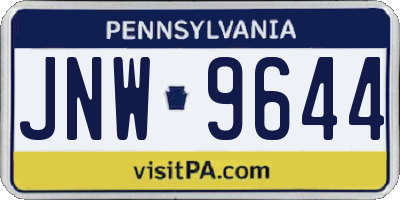 PA license plate JNW9644