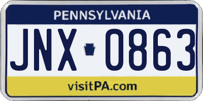 PA license plate JNX0863