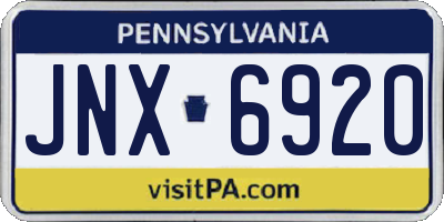 PA license plate JNX6920