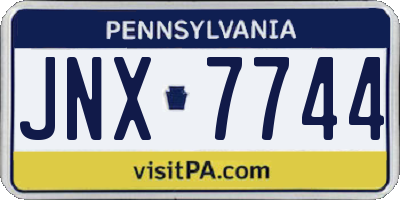 PA license plate JNX7744