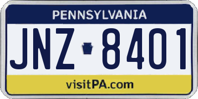 PA license plate JNZ8401