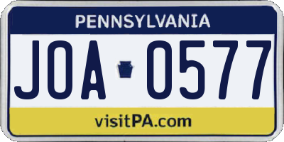 PA license plate JOA0577