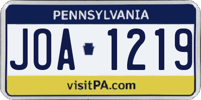 PA license plate JOA1219