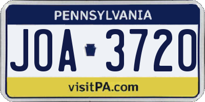 PA license plate JOA3720