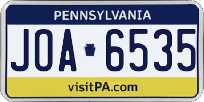 PA license plate JOA6535