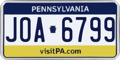 PA license plate JOA6799