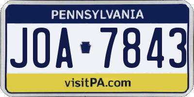 PA license plate JOA7843
