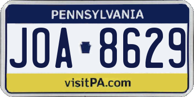 PA license plate JOA8629