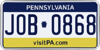 PA license plate JOB0868