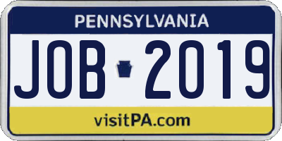 PA license plate JOB2019