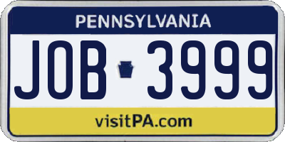 PA license plate JOB3999