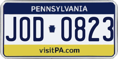 PA license plate JOD0823