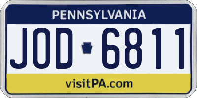 PA license plate JOD6811