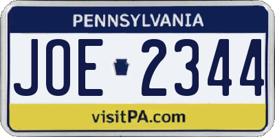 PA license plate JOE2344