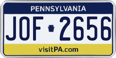PA license plate JOF2656