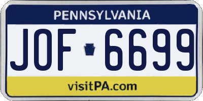 PA license plate JOF6699