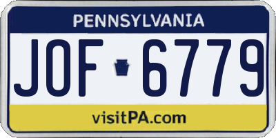 PA license plate JOF6779