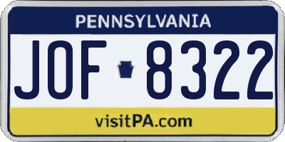 PA license plate JOF8322
