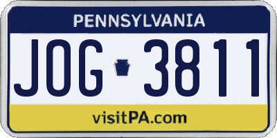 PA license plate JOG3811