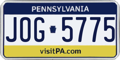 PA license plate JOG5775