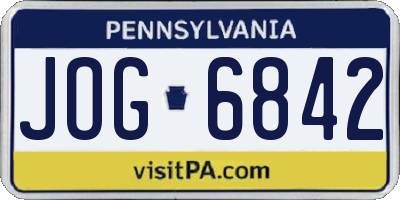 PA license plate JOG6842