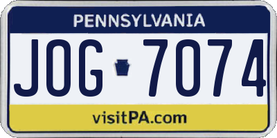 PA license plate JOG7074
