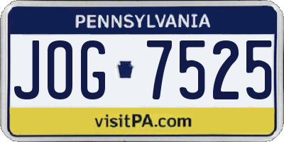 PA license plate JOG7525