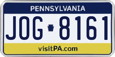 PA license plate JOG8161