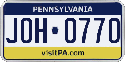 PA license plate JOH0770