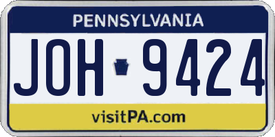 PA license plate JOH9424