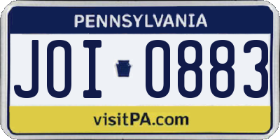 PA license plate JOI0883
