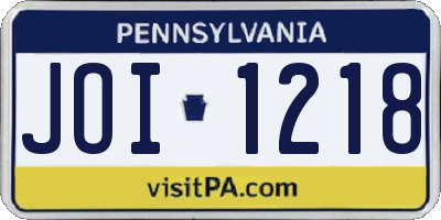 PA license plate JOI1218