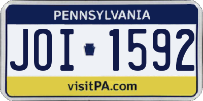 PA license plate JOI1592