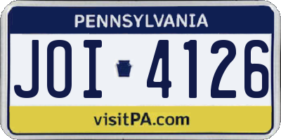 PA license plate JOI4126