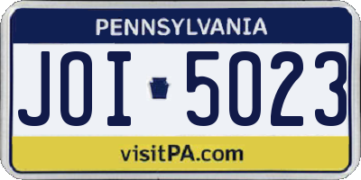 PA license plate JOI5023