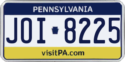 PA license plate JOI8225