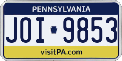PA license plate JOI9853
