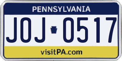 PA license plate JOJ0517