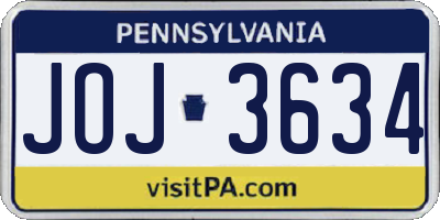 PA license plate JOJ3634