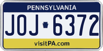 PA license plate JOJ6372