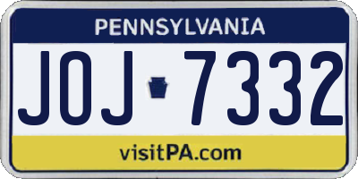 PA license plate JOJ7332