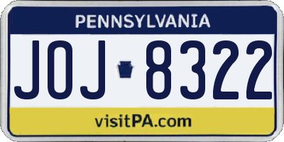 PA license plate JOJ8322