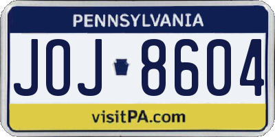 PA license plate JOJ8604