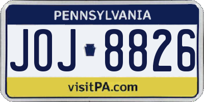 PA license plate JOJ8826