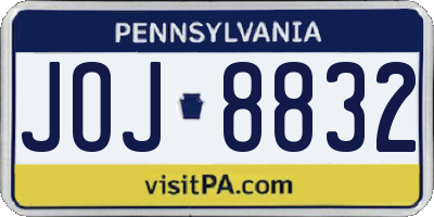 PA license plate JOJ8832