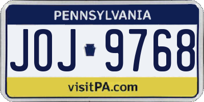 PA license plate JOJ9768