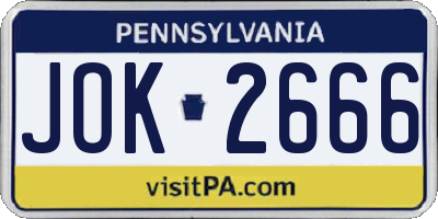 PA license plate JOK2666