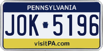 PA license plate JOK5196
