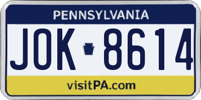 PA license plate JOK8614